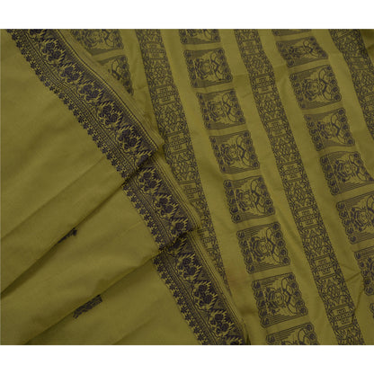 Sanskriti Vintage Green Sarees Art Silk Lady Design Woven Craft Fabric Sari