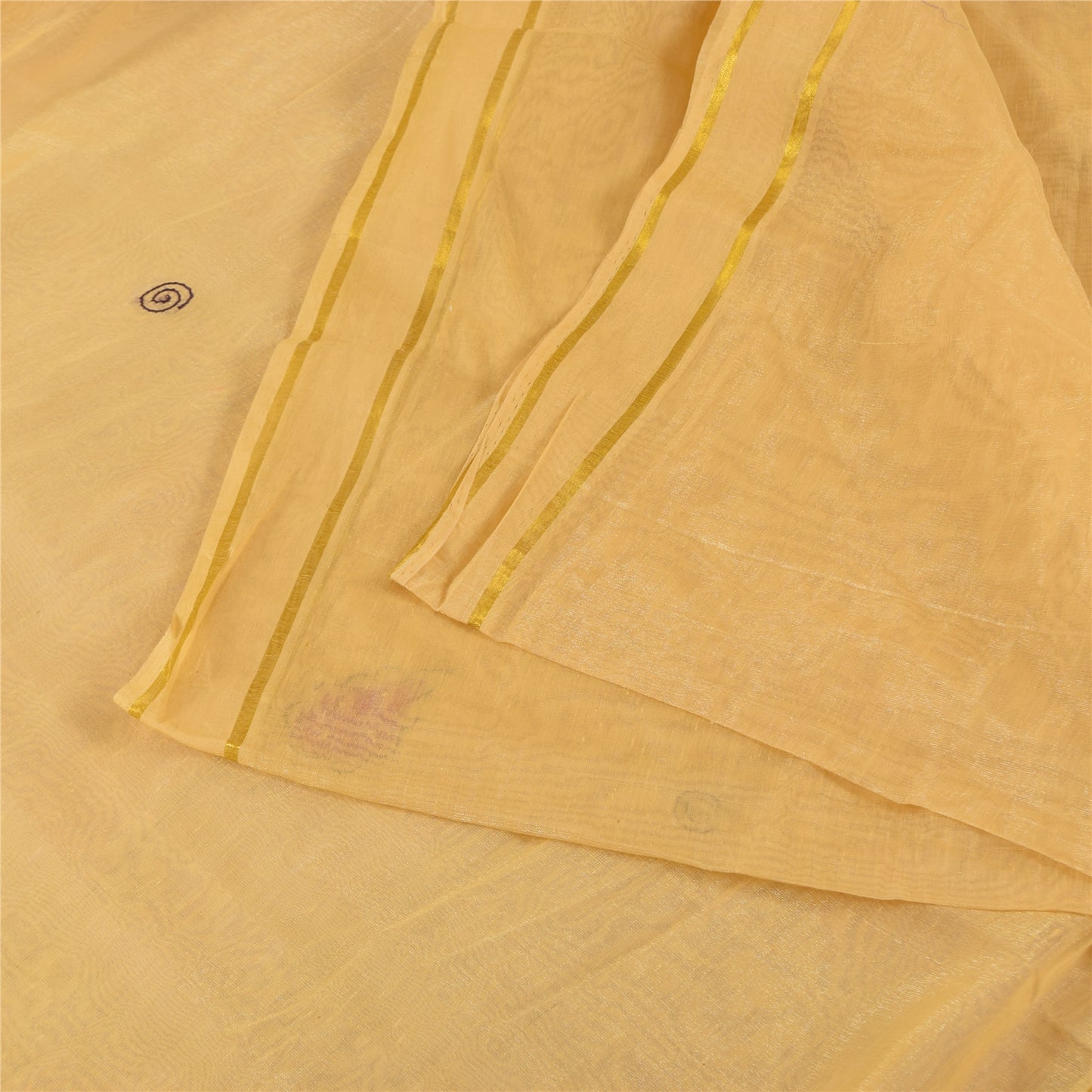 Sanskriti Vintage Indian Cream Sarees Art Silk Hand Beaded Sari 5yd Craft Fabric