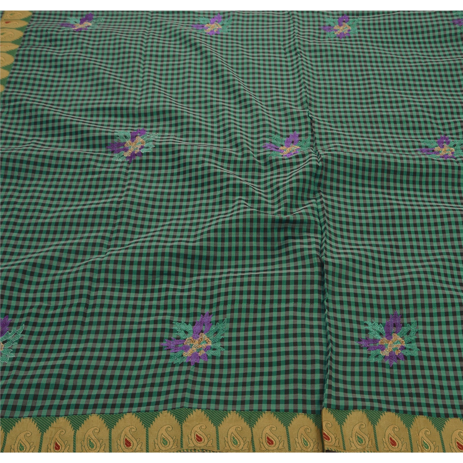 Sanskriti Vintage Blue Sarees Art Silk Embroidery Woven Craft Fabric 5 YD Sari