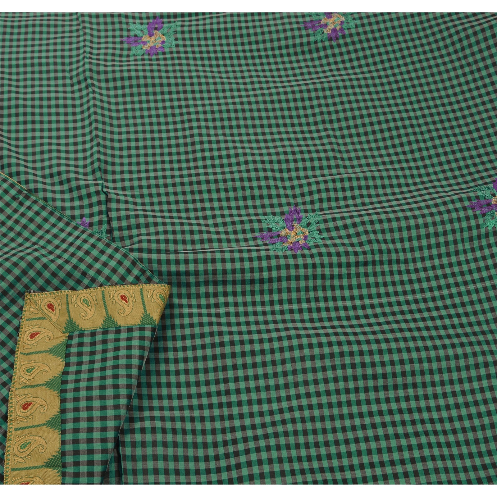 Sanskriti Vintage Blue Sarees Art Silk Embroidery Woven Craft Fabric 5 YD Sari