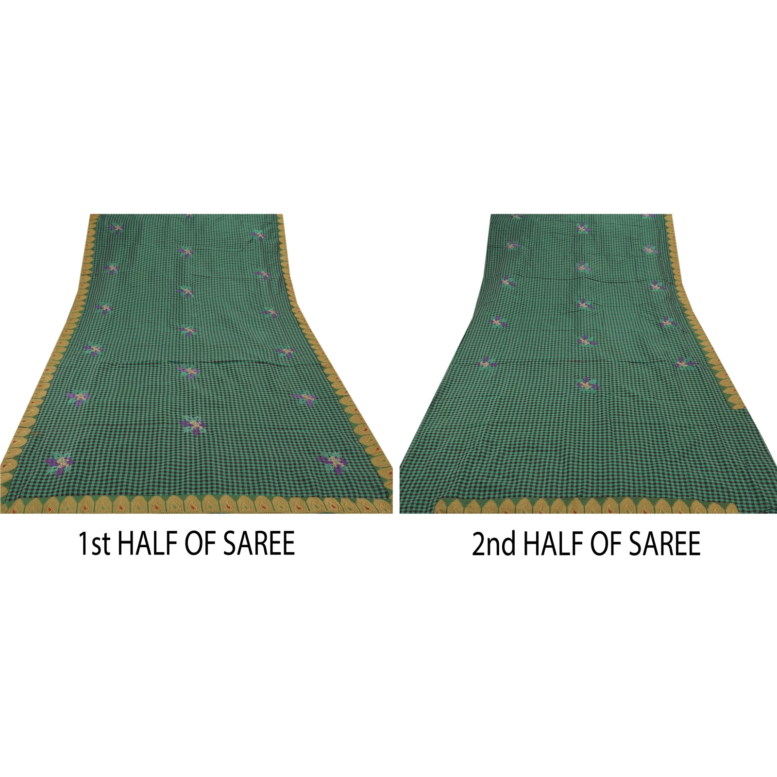 Sanskriti Vintage Blue Sarees Art Silk Embroidery Woven Craft Fabric 5 YD Sari