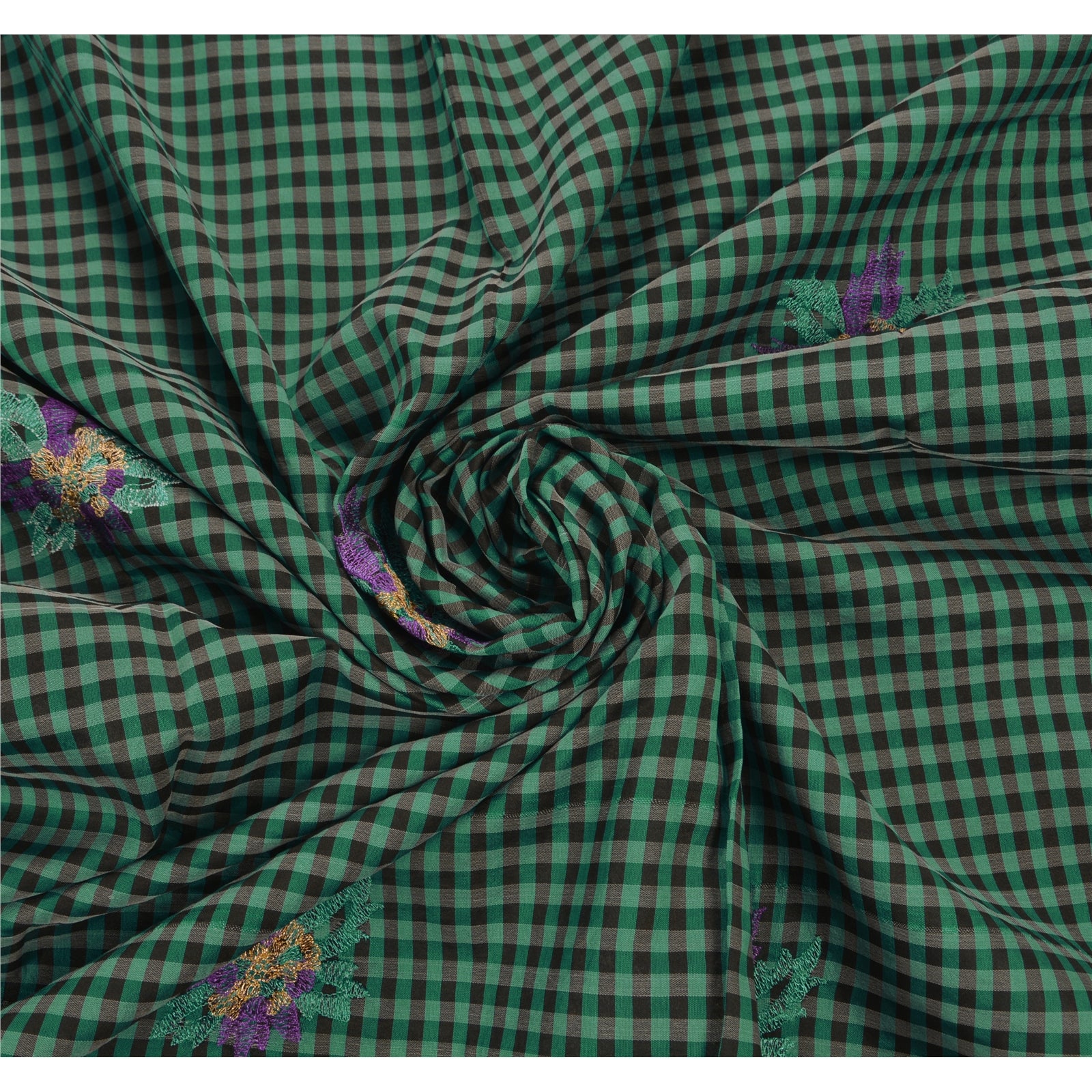 Sanskriti Vintage Blue Sarees Art Silk Embroidery Woven Craft Fabric 5 YD Sari