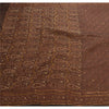 Sanskriti Vintage Brown Saree Art Silk Hand Beaded Woven Craft Fabric Cultural Sari