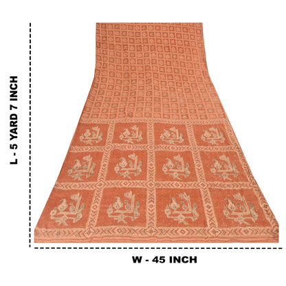 Sanskriti Vintage Sarees Pure Organza Silk Hand Beaded Woven Craft Fabric Sari