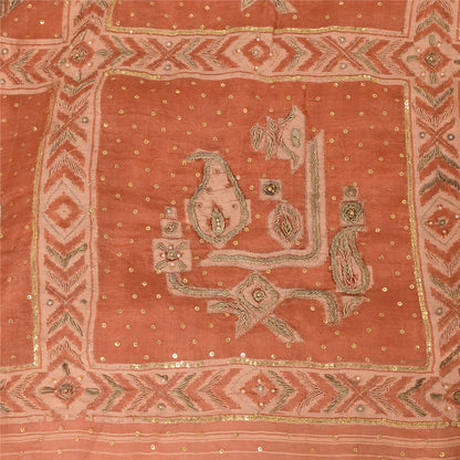 Sanskriti Vintage Sarees Pure Organza Silk Hand Beaded Woven Craft Fabric Sari
