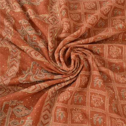 Sanskriti Vintage Sarees Pure Organza Silk Hand Beaded Woven Craft Fabric Sari