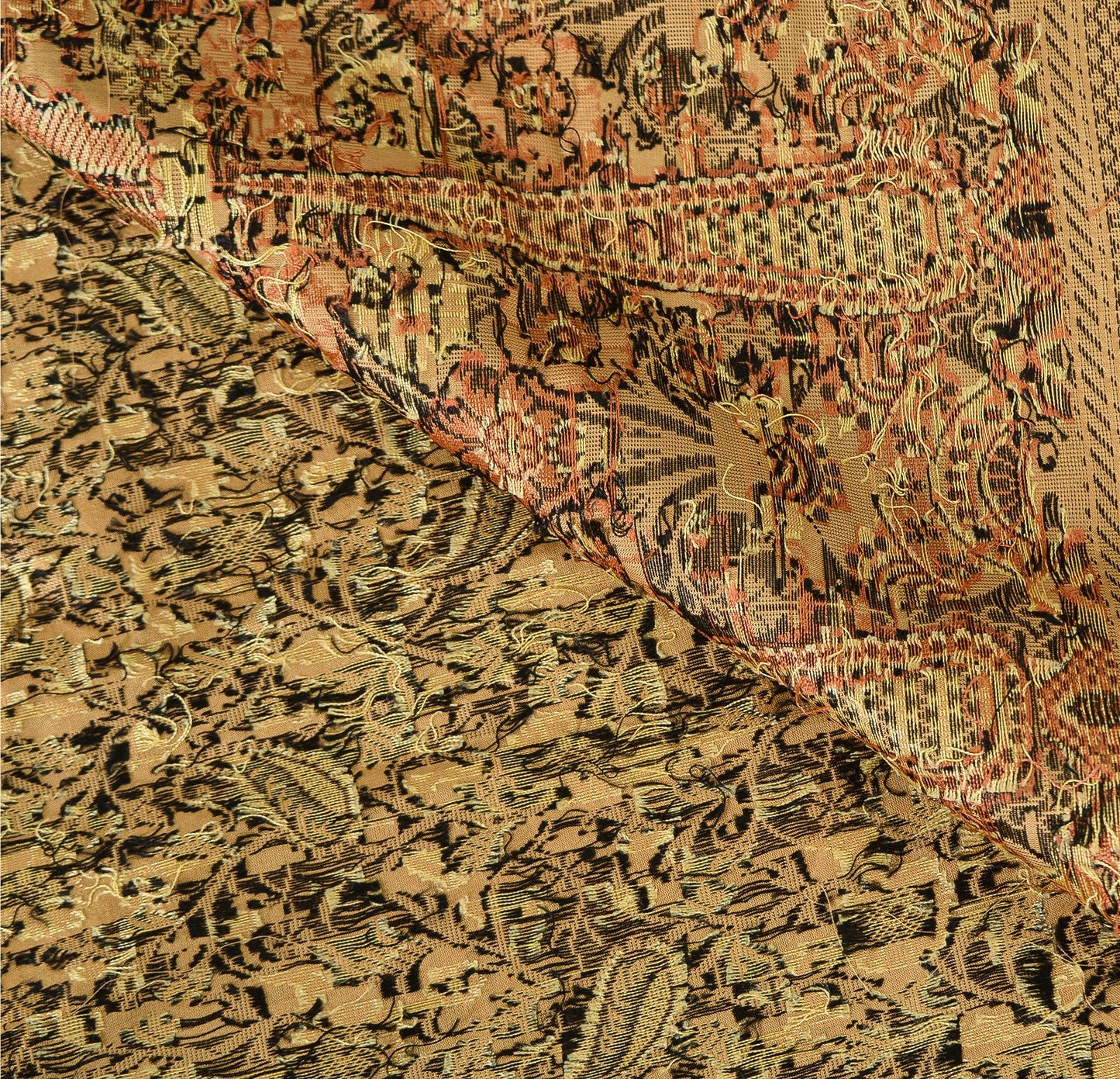 Sanskriti Vintage Indian Saree 100% Pure Silk Brown Woven Cultural Sustainable Fabric Sari