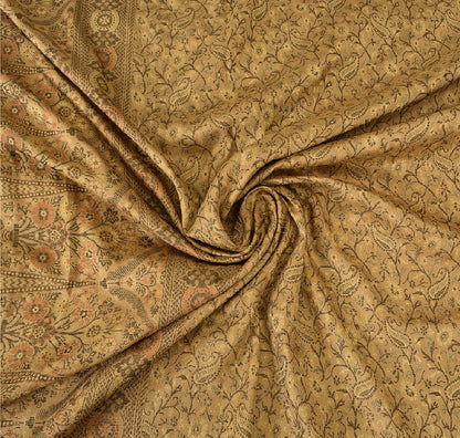 Sanskriti Vintage Indian Saree 100% Pure Silk Brown Woven Cultural Sustainable Fabric Sari