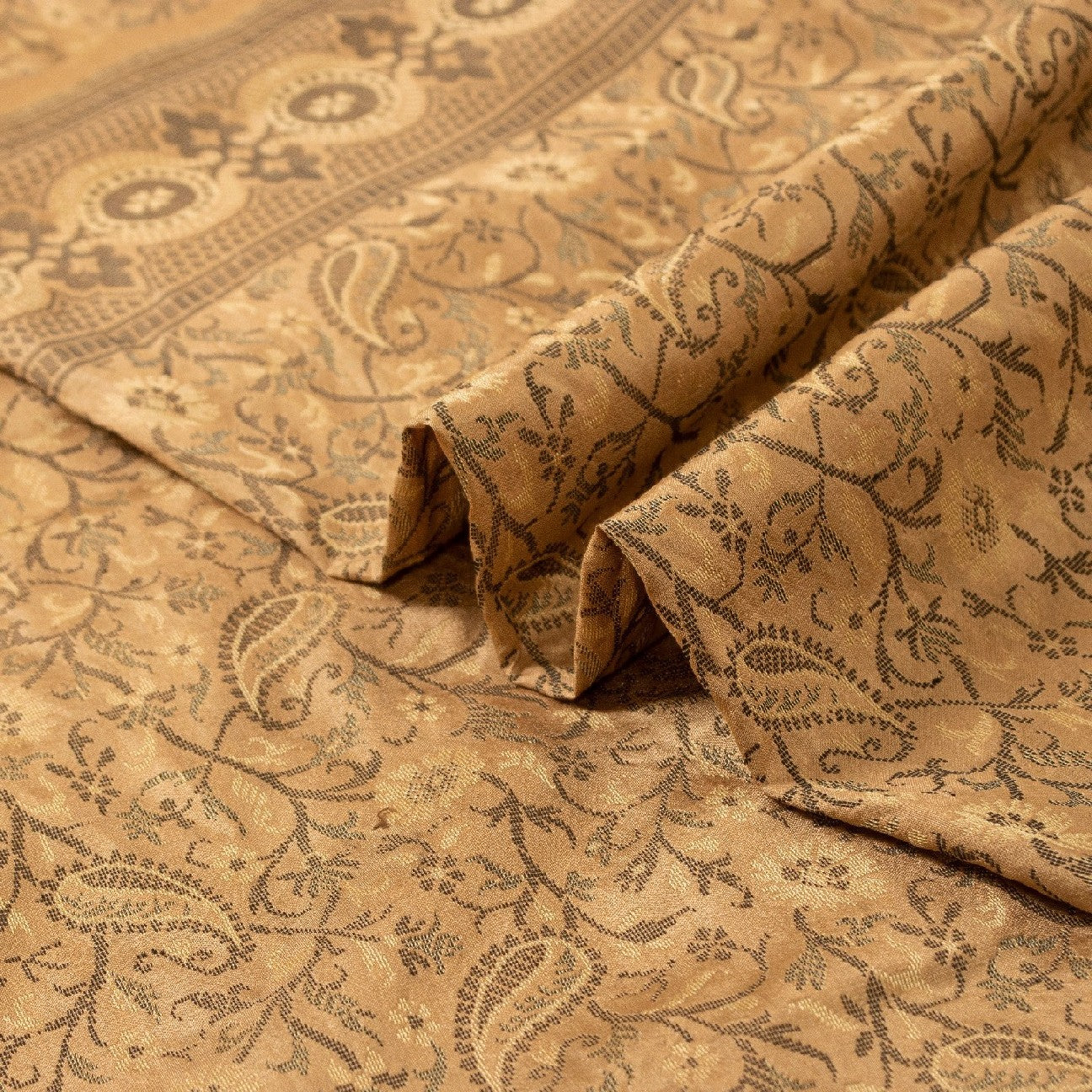 Sanskriti Vintage Indian Saree 100% Pure Silk Brown Woven Cultural Sustainable Fabric Sari