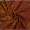 Sanskriti Vintage Brown Saree Art Silk Hand Embroidered Premium Sari Fabric