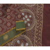 Sanskriti Vintage Dark Red Sarees Art Silk Painted 5YD Craft Fabric Premium Sari