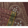 Sanskriti Vintage Dark Red Sarees Art Silk Painted 5YD Craft Fabric Premium Sari