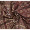 Sanskriti Vintage Dark Red Sarees Art Silk Painted 5YD Craft Fabric Premium Sari