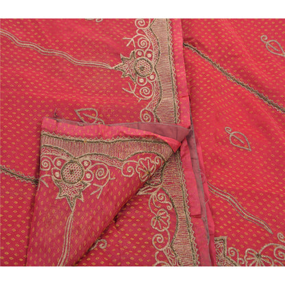Sanskriti Vintage Sarees Georgette Hand Beaded Paint Fabric Ethnic Premium Sari