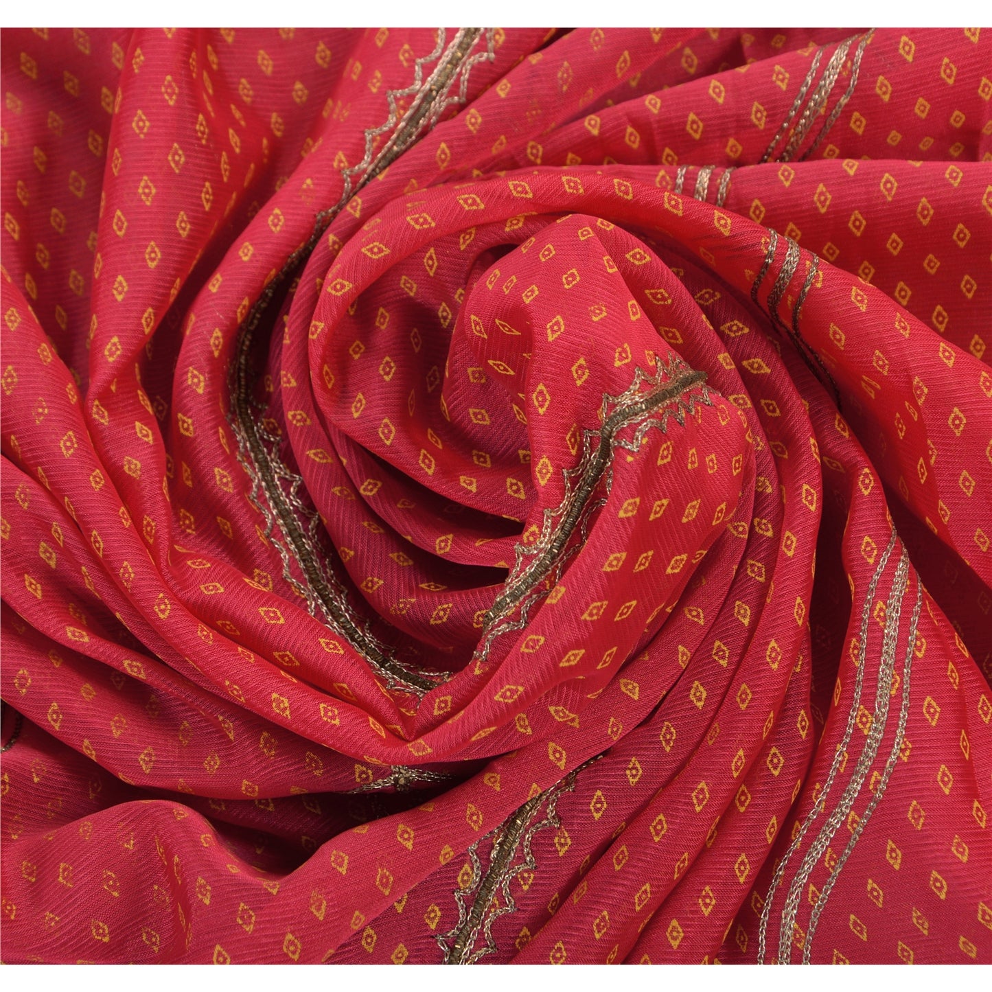 Sanskriti Vintage Sarees Georgette Hand Beaded Paint Fabric Ethnic Premium Sari