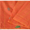 Sanskriti Vintage Orange Sarees Pure Silk Hand Beaded Orange Sari Fabric Craft