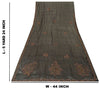Sanskriti Vintage Dark Gray Sarees Pure Silk Hand Beaded Sari 5+yd Craft Fabric