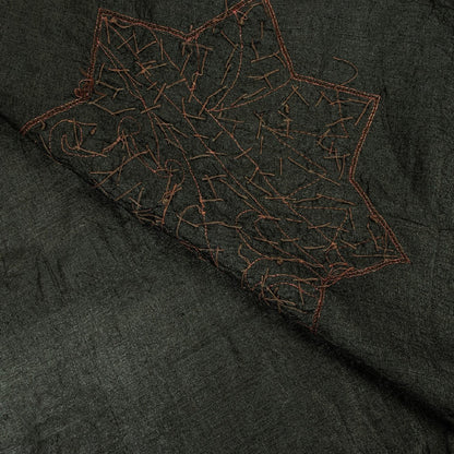 Sanskriti Vintage Dark Gray Sarees Pure Silk Hand Beaded Sari 5+yd Craft Fabric