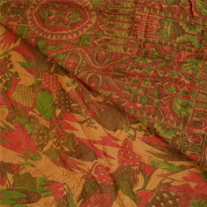 Sanskriti Vintage Indian Sarees Pure Silk Hand Beaded Ethnic Sari Craft Fabric