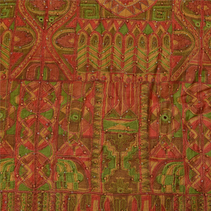 Sanskriti Vintage Indian Sarees Pure Silk Hand Beaded Ethnic Sari Craft Fabric