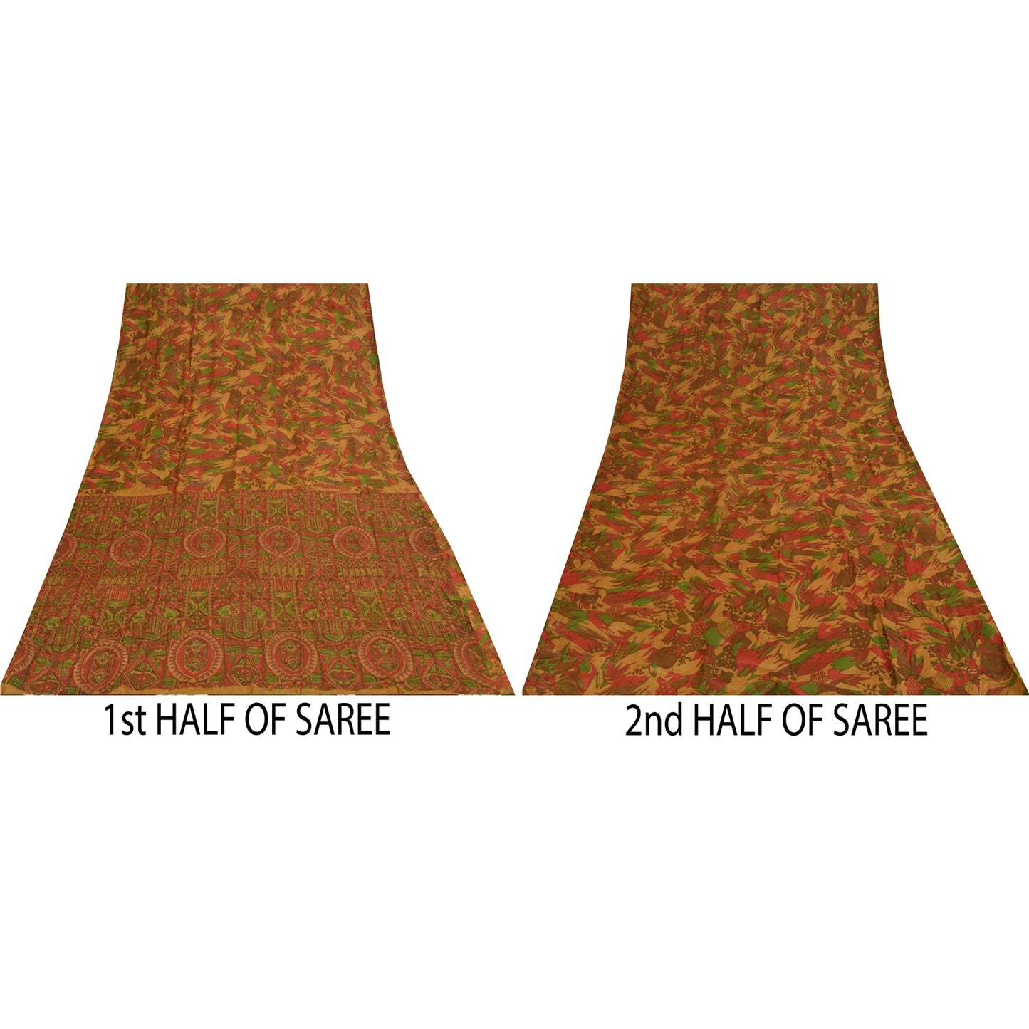 Sanskriti Vintage Indian Sarees Pure Silk Hand Beaded Ethnic Sari Craft Fabric