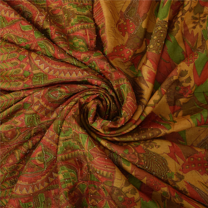 Sanskriti Vintage Indian Sarees Pure Silk Hand Beaded Ethnic Sari Craft Fabric