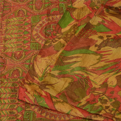 Sanskriti Vintage Indian Sarees Pure Silk Hand Beaded Ethnic Sari Craft Fabric