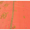 Sanskriti Vintage Indian Peach Sarees Cotton Silk Hand Beaded Sari Craft Fabric