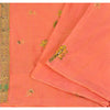 Sanskriti Vintage Indian Peach Sarees Cotton Silk Hand Beaded Sari Craft Fabric