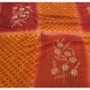 Sanskriti Vintage Saffron Sarees Georgette Hand Beaded Craft 5 YD Fabric Sari