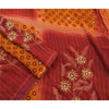 Sanskriti Vintage Saffron Sarees Georgette Hand Beaded Craft 5 YD Fabric Sari