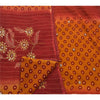 Sanskriti Vintage Saffron Sarees Georgette Hand Beaded Craft 5 YD Fabric Sari