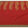Sanskrit Vintage Red Saree Blend Georgette Hand Beaded Woven Fabric Ethnic Sari