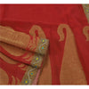 Sanskrit Vintage Red Saree Blend Georgette Hand Beaded Woven Fabric Ethnic Sari