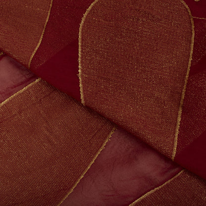 Sanskrit Vintage Hand Beaded Woven Blend Georgette Saree Red Sari Craft Fabric