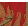 Sanskrit Vintage Red Saree Blend Georgette Hand Beaded Woven Fabric Ethnic Sari