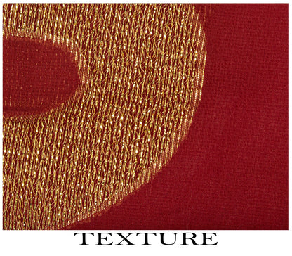 Sanskrit Vintage Hand Beaded Woven Blend Georgette Saree Red Sari Craft Fabric