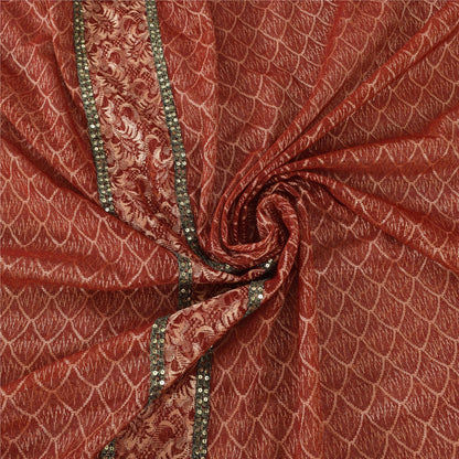 Sanskriti Vintage Sarees Net Mesh Hand Beaded Woven Ethnic Sari 5yd Craft Fabric