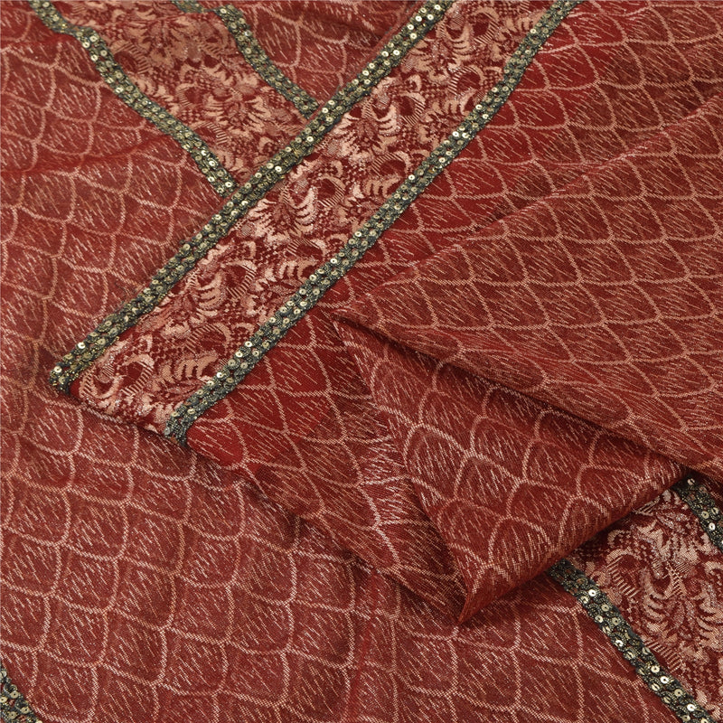 Sanskriti Vintage Sarees Net Mesh Hand Beaded Woven Ethnic Sari 5yd Craft Fabric