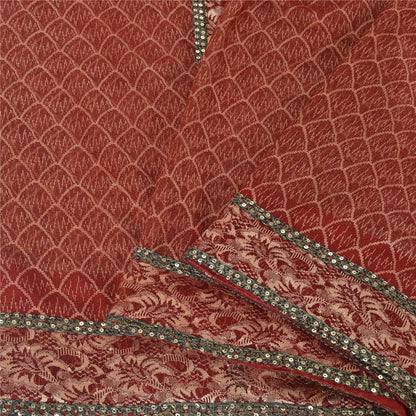 Sanskriti Vintage Sarees Net Mesh Hand Beaded Woven Ethnic Sari 5yd Craft Fabric