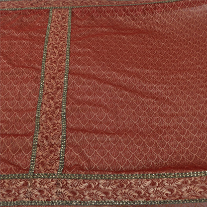 Sanskriti Vintage Sarees Net Mesh Hand Beaded Woven Ethnic Sari 5yd Craft Fabric