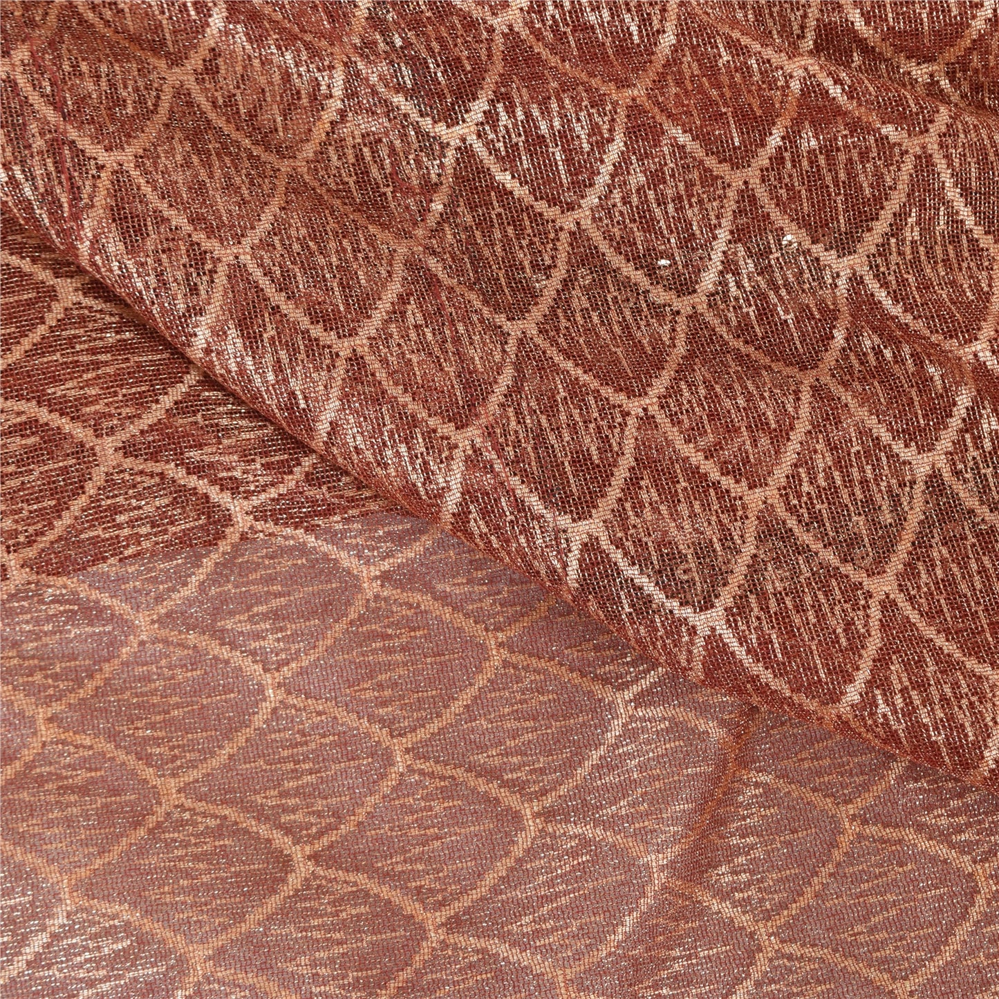 Sanskriti Vintage Sarees Net Mesh Hand Beaded Woven Ethnic Sari 5yd Craft Fabric