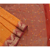Sanskriti Vintage Saffron Sarees Georgette Embroidered Woven Craft Fabric Sari