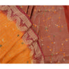 Sanskriti Vintage Saffron Sarees Georgette Embroidered Woven Craft Fabric Sari