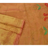 Sanskriti Vintage Golden Sarees Tissue Hand Beaded Craft Fabric Premium Sari