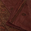 Sanskriti Vintage Dark Red Sarees Pure Silk Hand Beaded Ethnic Fabric Craft Sari