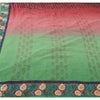 Sanskriti Vintage Green/Red Sarees Pure Georgette Hand Beaded Fabric Craft Sari