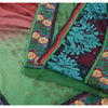 Sanskriti Vintage Green/Red Sarees Pure Georgette Hand Beaded Fabric Craft Sari