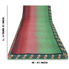 Sanskriti Vintage Green/Red Sarees Pure Georgette Hand Beaded Fabric Craft Sari