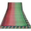 Sanskriti Vintage Green/Red Sarees Pure Georgette Hand Beaded Fabric Craft Sari